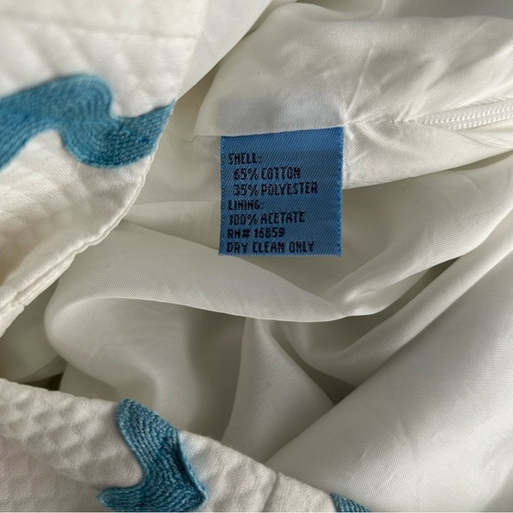 J. McLaughlin Skirt 6 Bric Brac Trim blue white quilted - Picture 9 of 10